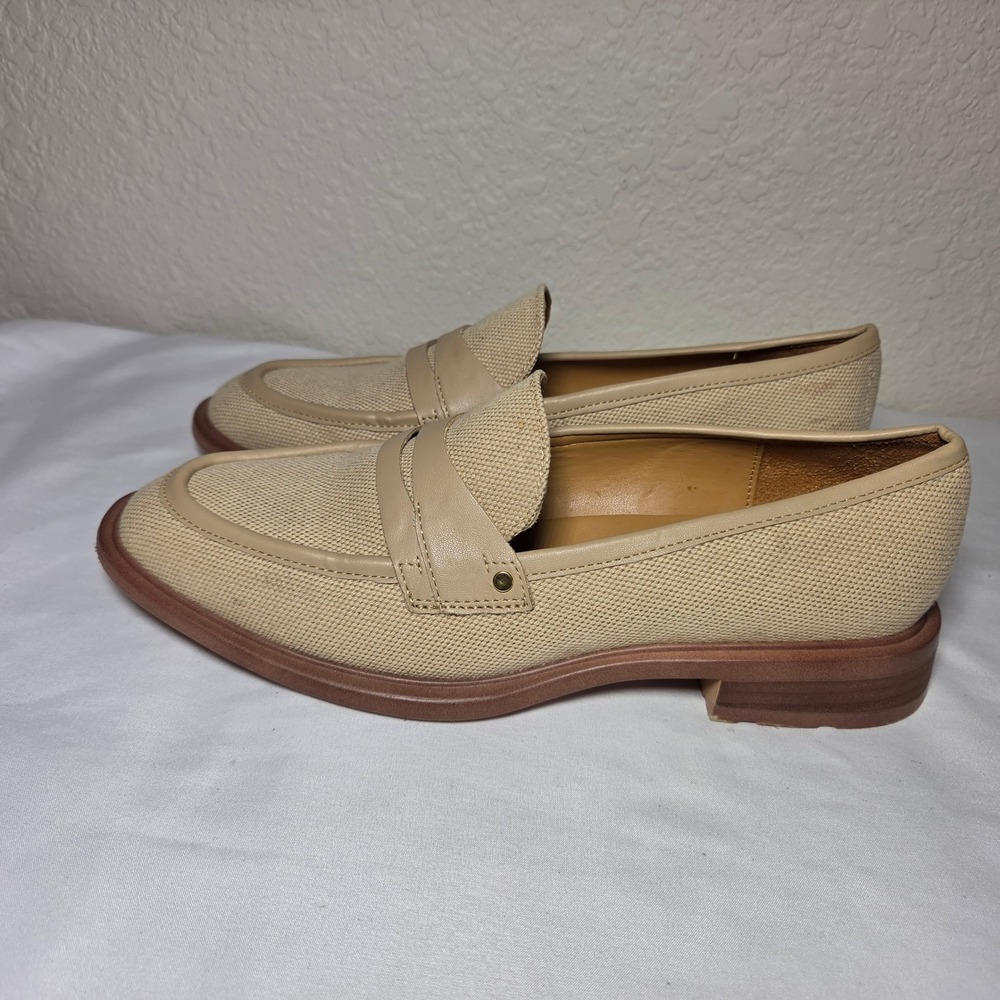 Franco Sarto Edith Beige Fabric Leather Penny Loafers L-EDITH2 Womens 8M